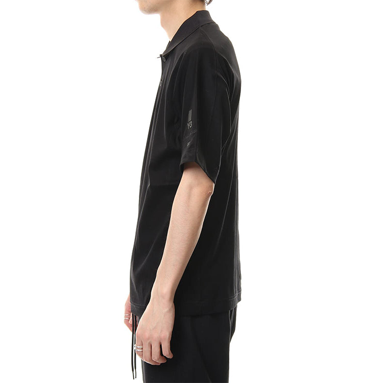 Men's Y-3 Business Pure Cotton Short Sleeve Polo Shirt Black DY7300