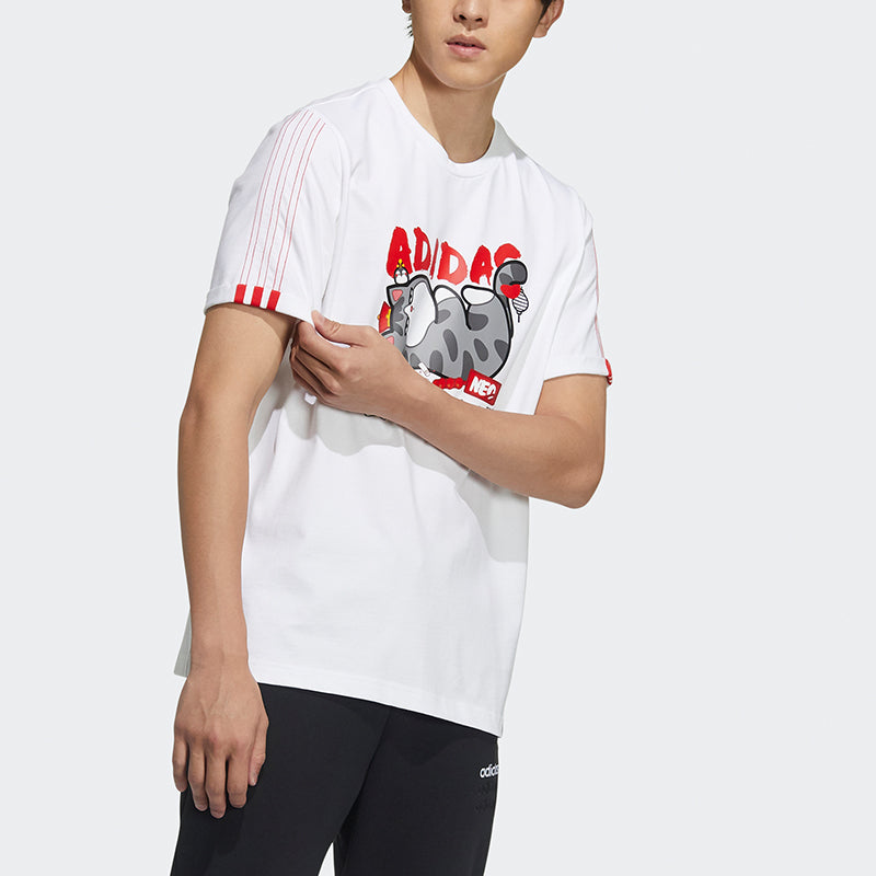 adidas neo x Crossover M Cny Ww Tee Casual Sports Round Neck Short Sleeve White GP5746