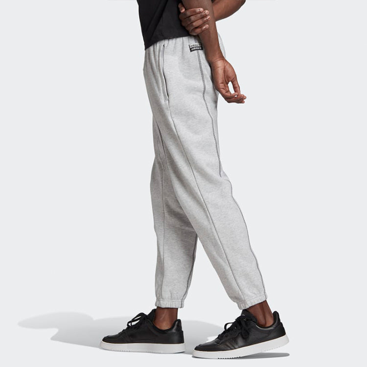 Men's adidas originals Embroidered Logo Solid Color Bundle Feet Sports Pants/Trousers/Joggers Gray GD9304