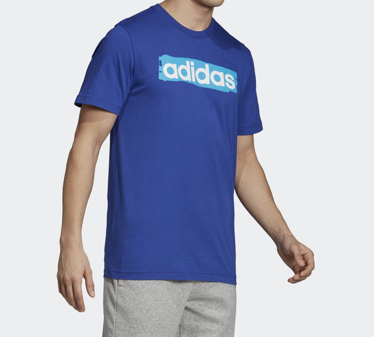 adidas Alphabet Logo Printing Sports Short Sleeve Blue DV3052