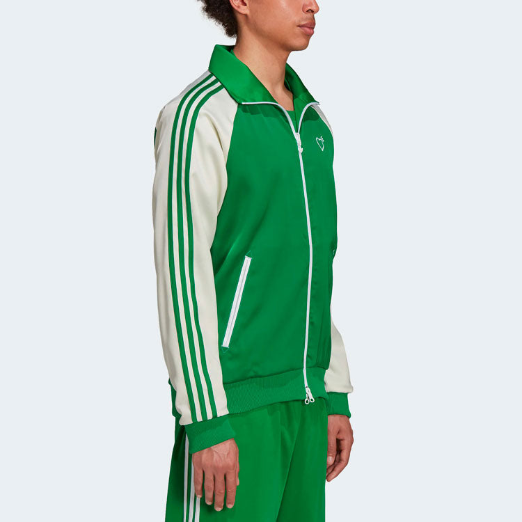 adidas originals x HUMAN MADE Crossover Casual Sports Reversible Side Stripe Stand Collar Jacket Green GV4343