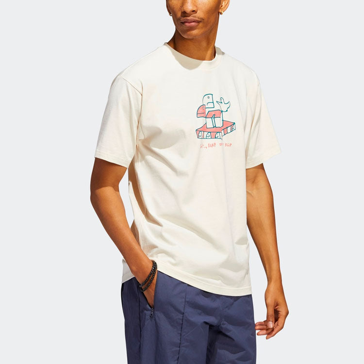adidas originals Casual Breathable Cartoon Pattern Alphabet Sports Short Sleeve Couple Style Gray White HC2192