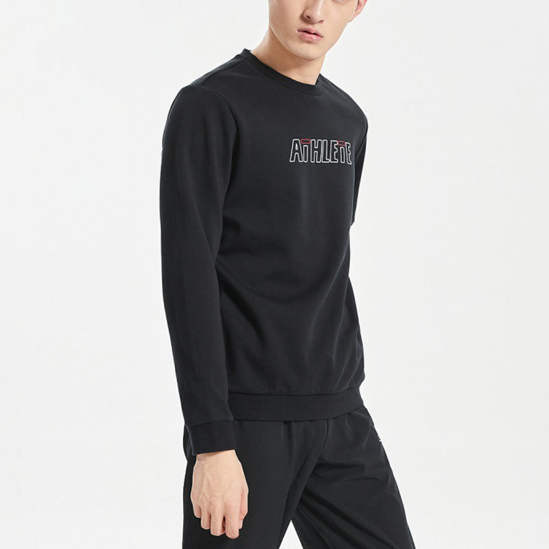 Li-Ning Training Series Alphabet Printing Fleece Lined Stay Warm Round Neck Pullover Black AWDRH31-1