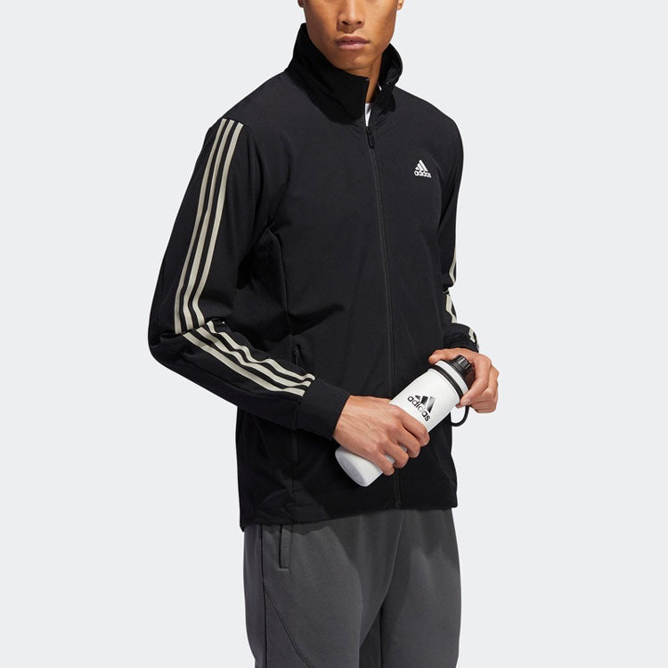 adidas Cool Touch Jkt Training Sports Stripe Stand Collar Logo Jacket Black GE3424
