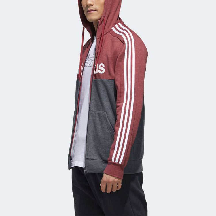 Men's adidas Hooded Sports Red Gray Jacket GD5504