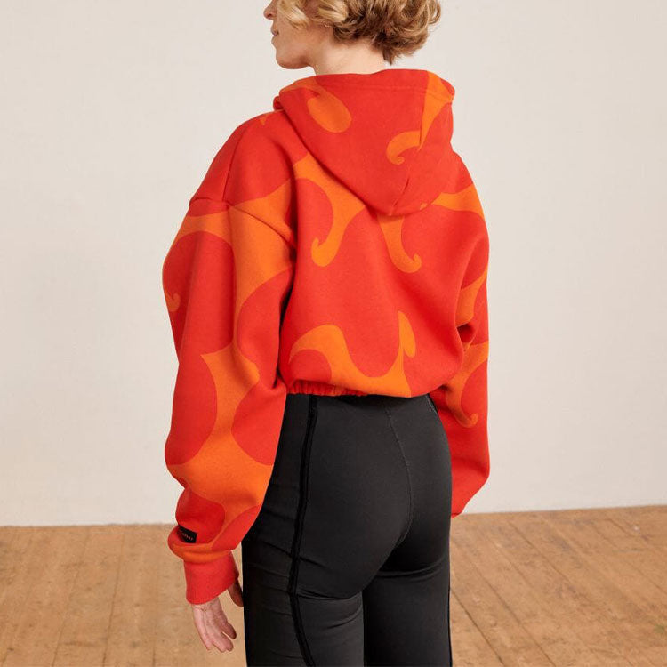 (WMNS) adidas X Marimekko Crop Hoodie 'Orange' HJ7306