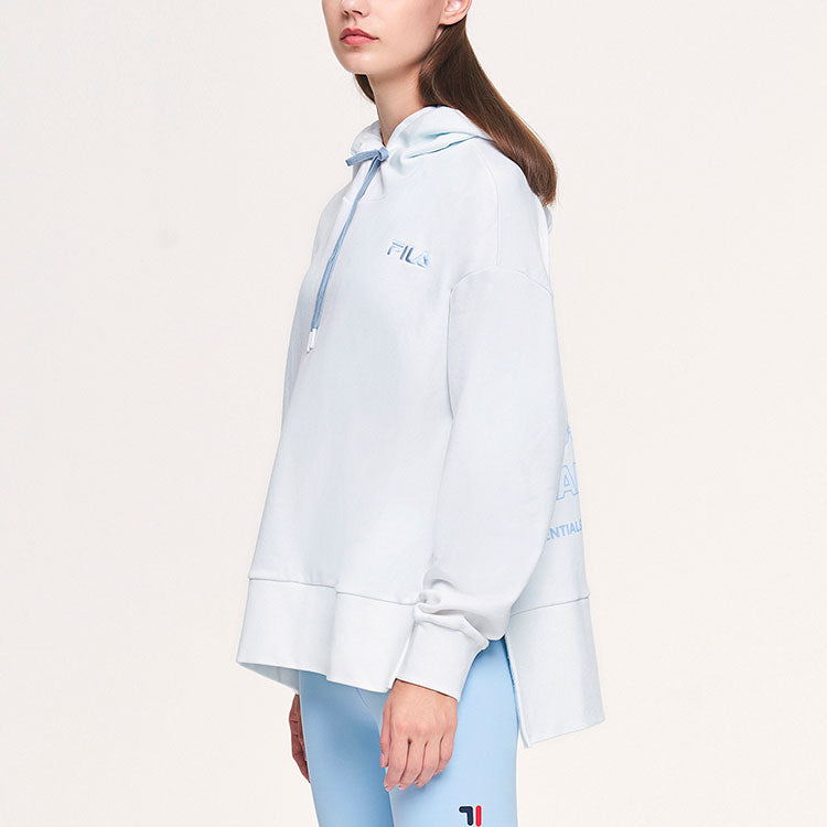 (WMNS) FILA Athletics Split Hem Asymmetric Hoodie 'White Blue' A11W111242F-WT
