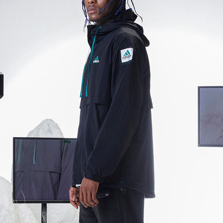 Men's adidas Zipper Design Adjustable Hooded Jacket Black HG8100
