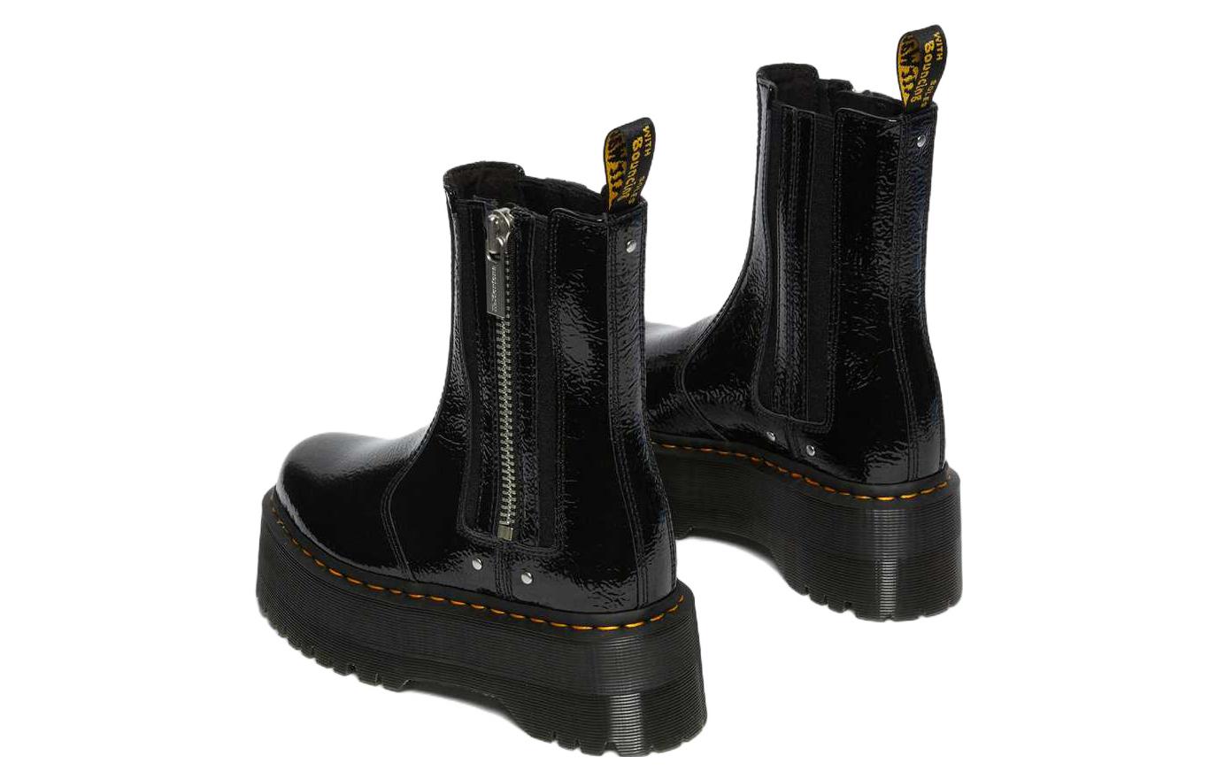 (WMNS) Dr. Martens 2976 Max Distressed Patent Chelsea Platform Boots 'Black' 27796001