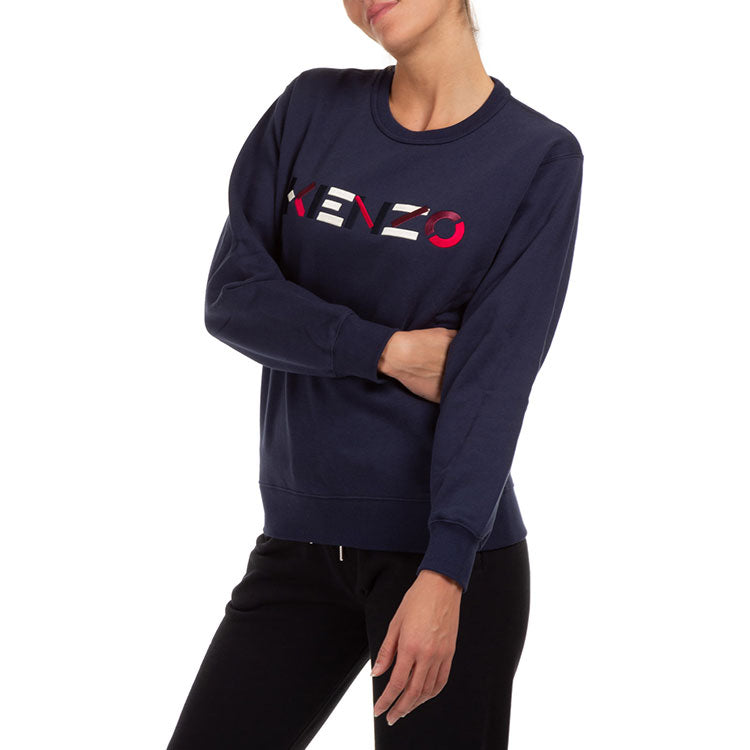 (WMNS) KENZO FW20 Logo Pattern Round Neck Long Sleeves Sports Navy Blue Hoodie FA62SW8204MO-76