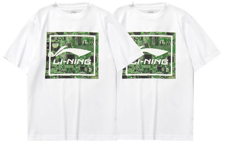 Li-Ning Big Graphic Loose Fit T-shirt 'White Green' AHSR339-4