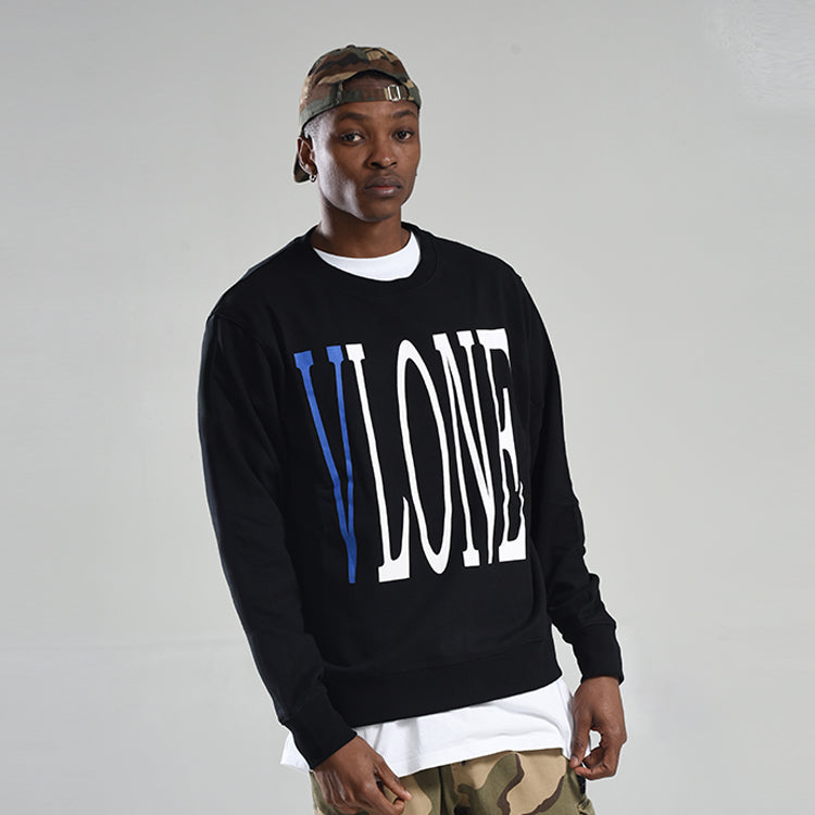 VLONE Staple Crewneck Classic Printing Large Logo Round Neck Couple Style Black Blue 6941240931805