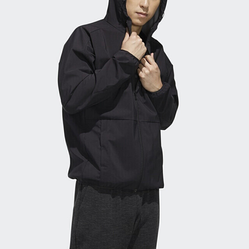 adidas M Id Trvl Wv Jk Windproof Sports Hooded Jacket Black ED1942