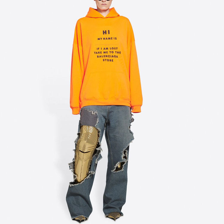 (WMNS) Balenciaga FW21 Alphabet Loose Hoodie Orange 651799TKVH67513