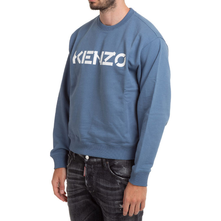 Men's KENZO SS21 Alphabet Logo Printing Pullover Long Sleeves Light Blue FA65SW0004MD-67