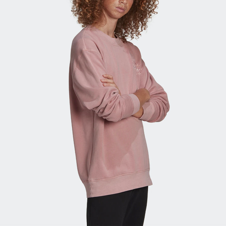 Men's adidas originals Logo Pattern Loose Round Neck Long Sleeves Pink GL6163
