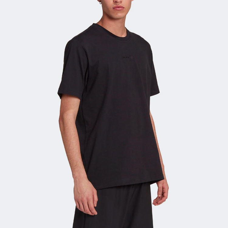 Men's adidas originals Solid Color Round Neck Short Sleeve Black T-Shirt HS8888