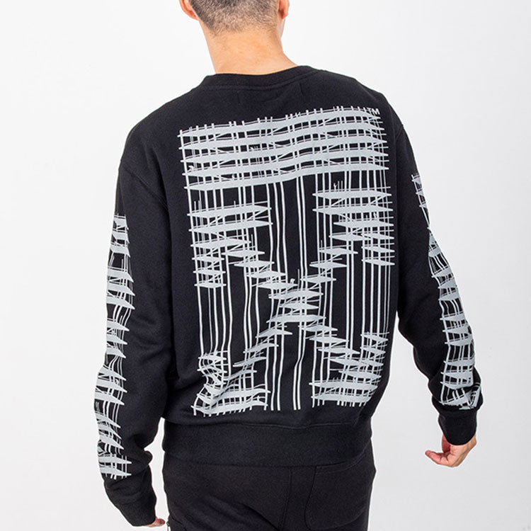 Men's Off-White Loose Casual Round Neck Pullover Printing Black OWBA25E19E30004IW