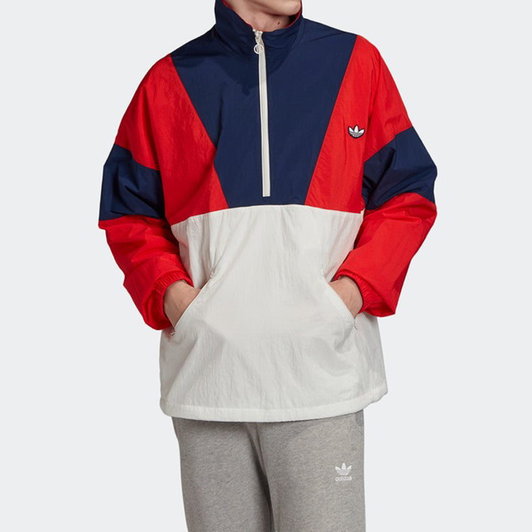 Men's adidas originals Casual Half Zipper Pullover Red FM2201