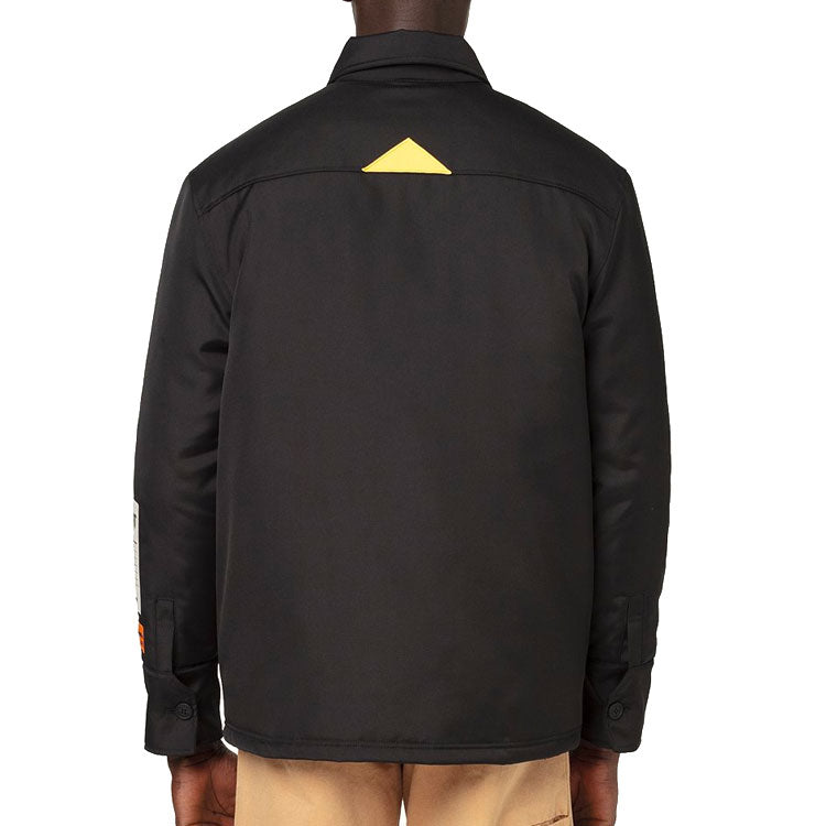 Men's HERON PRESTON X Caterpillar Long Sleeves Coach Multiple Pockets Jacket Black HMEM005F20FAB0021000