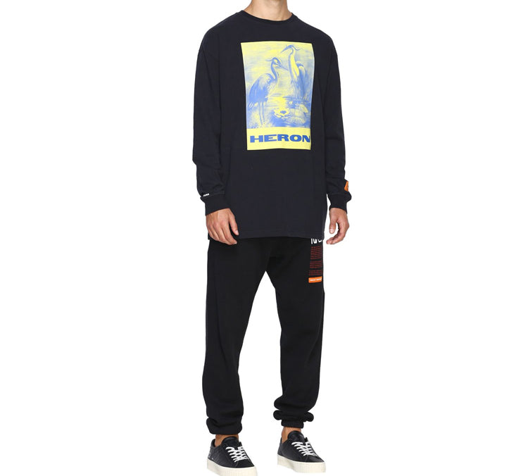 Men's HERON PRESTON Printing Long Sleeves Black HMAB005F196000080488