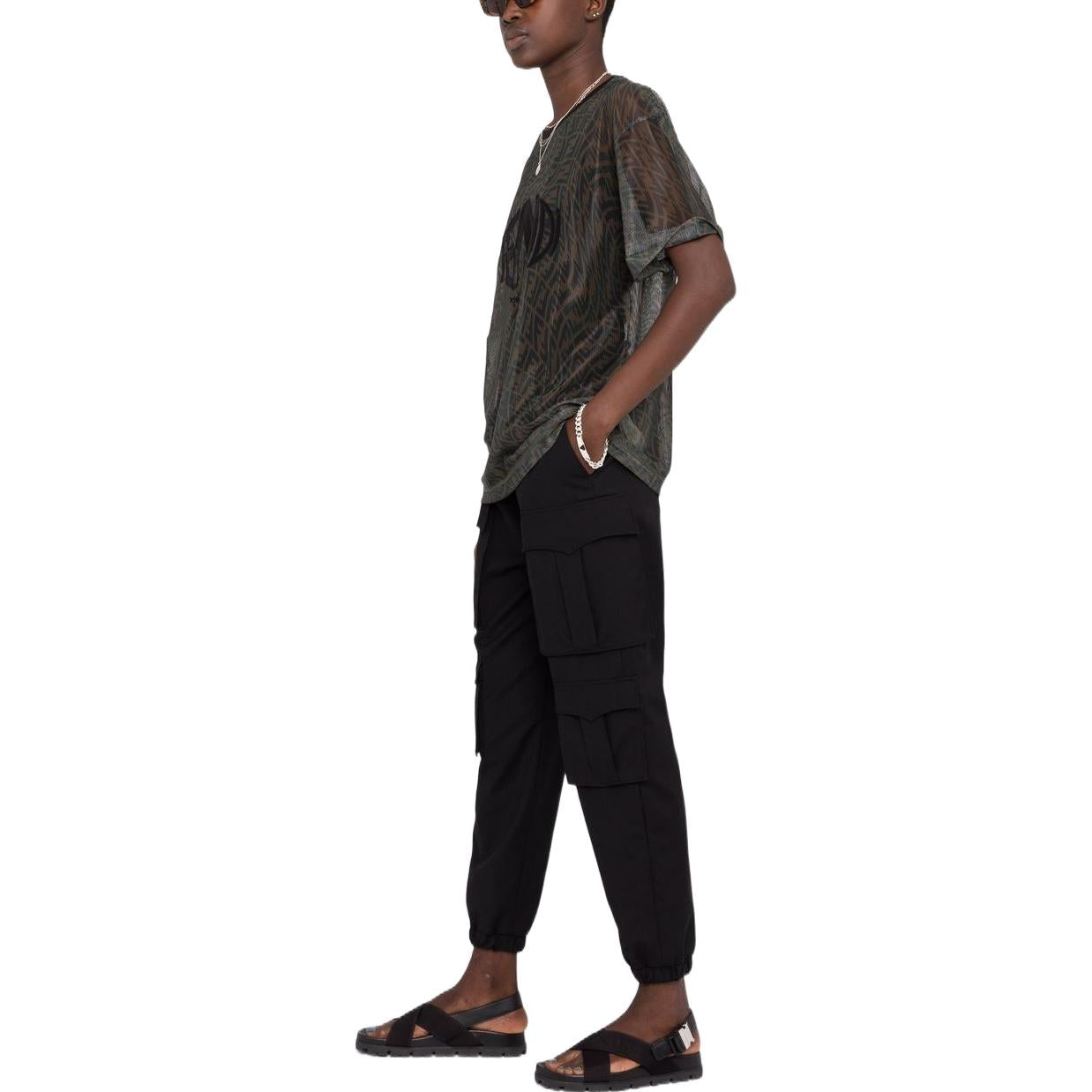 FENDI SS21 Mesh Round Neck Loose Short Sleeve Brown T-Shirt FS7375AG77F118W
