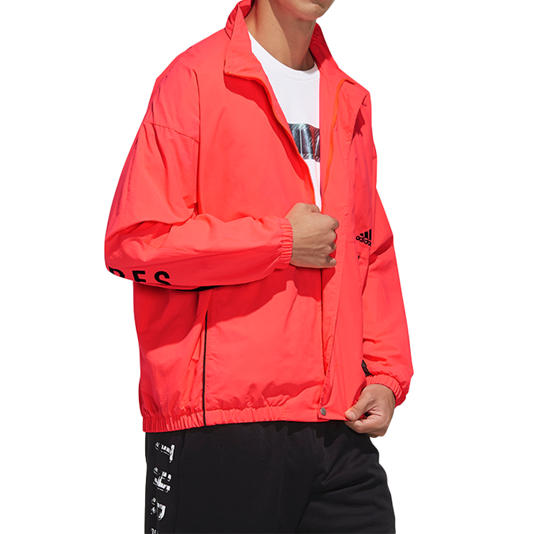 adidas Alphabet Colorblock Stand Collar Jacket Red FM5458