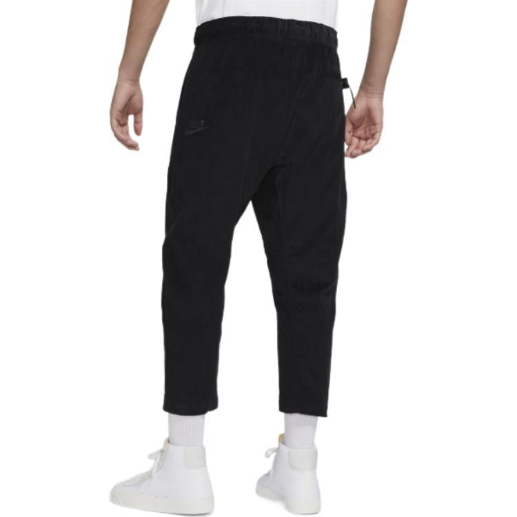 Men's Nike Solid Color Corduroy Cone Cropped Casual Pants/Trousers Black DO2324-010