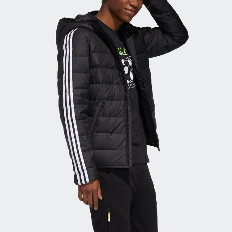 adidas neo Windproof Stay Warm Casual hooded Zipper Down Jacket Black GJ8784