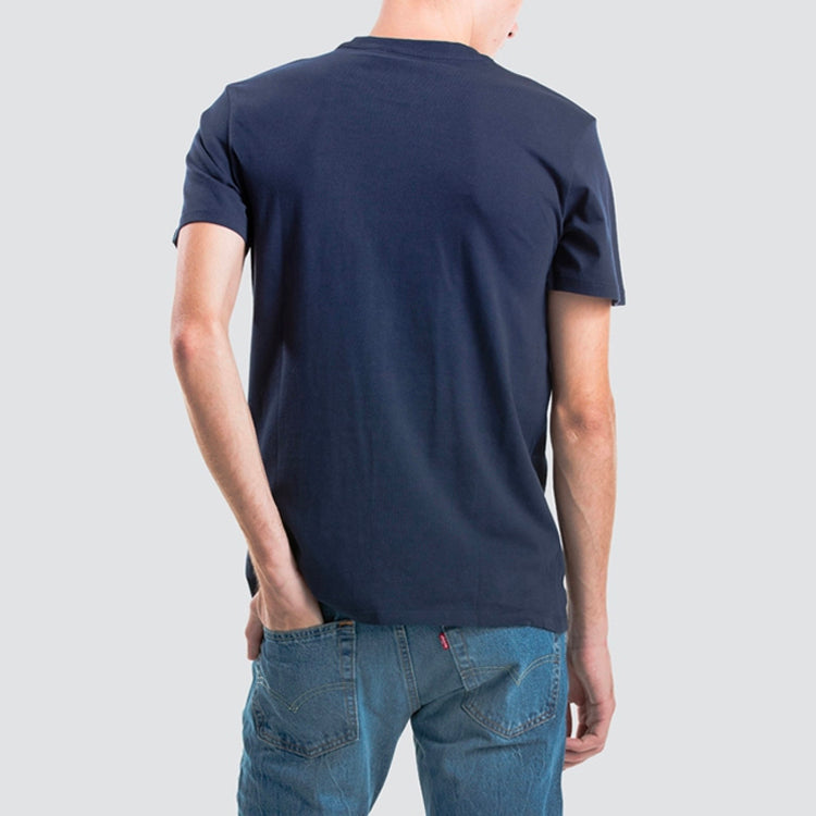 Men's Levis Round Neck Casual Pure Cotton Short Sleeve Navy Blue T-Shirt 19342-0010