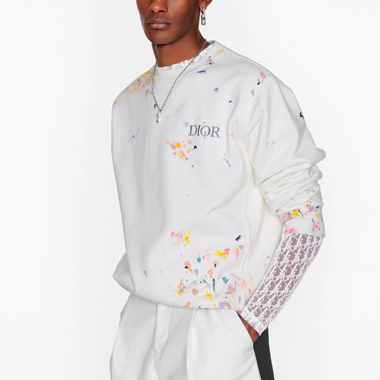 DIOR SS21 Painting Print Logo Oversized Sweater For Men Grey 183J687A0531-C089