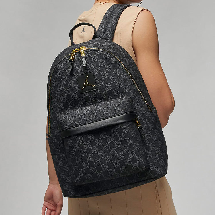 Air Jordan Gold Logo Monogram Backpack 'Black' FJ6784-010