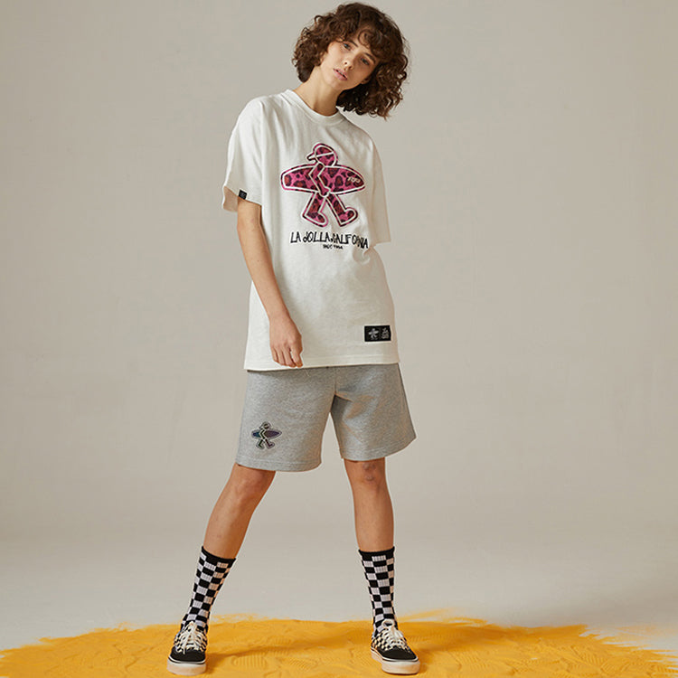 PJs Vigor Leopard print Embroidered Short Sleeve Unisex White 20SSTS1014-P