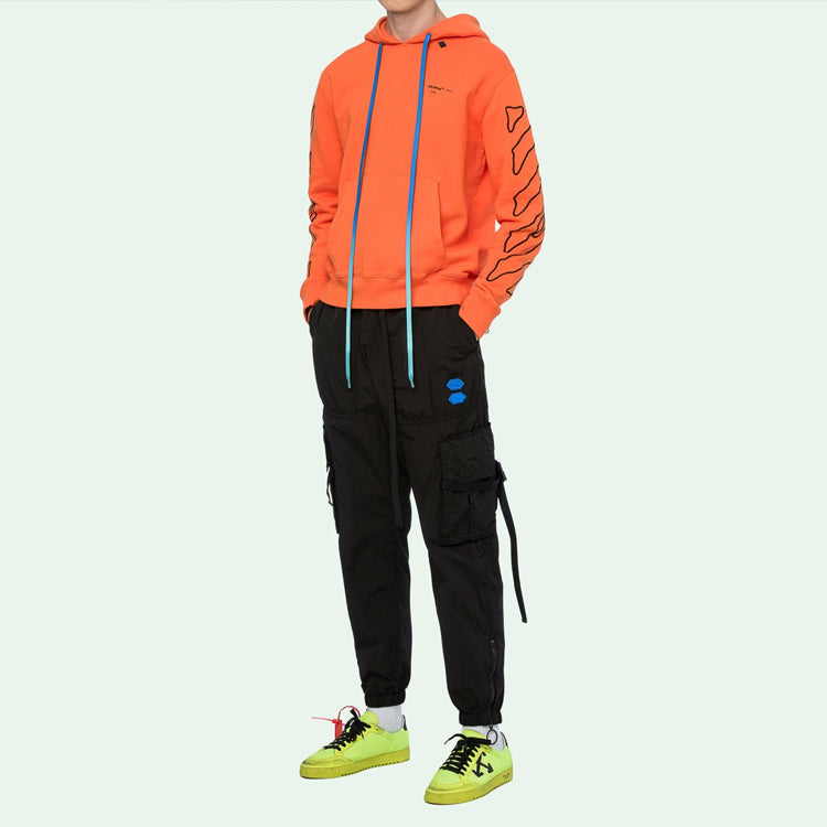 Men's Off-White Abstract Arrows Slim Arrow Washed Distress Geometry Embroidered Orange OMBB034F19E300111910