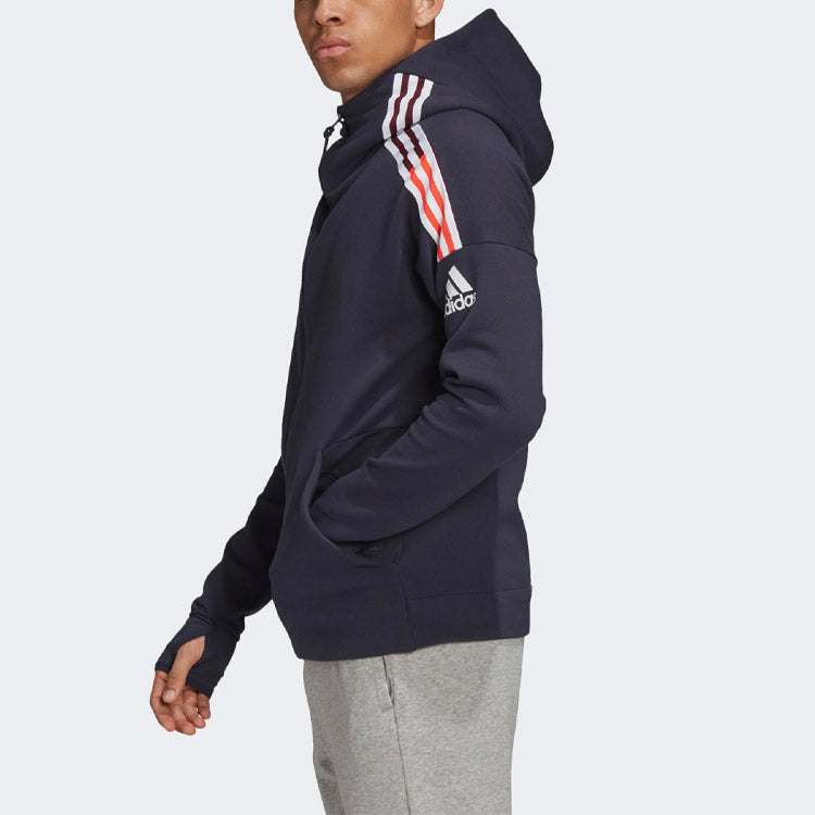 adidas Stripe Hooded Jacket Navy Blue FI7976