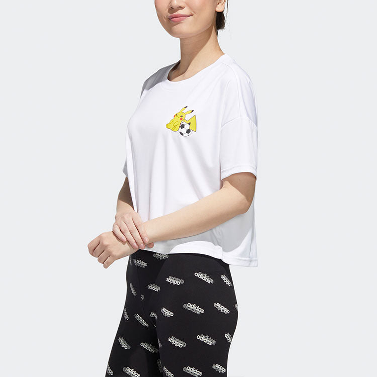(WMNS) adidas Pokemon Cropped Jersey 'White Red' GN3005