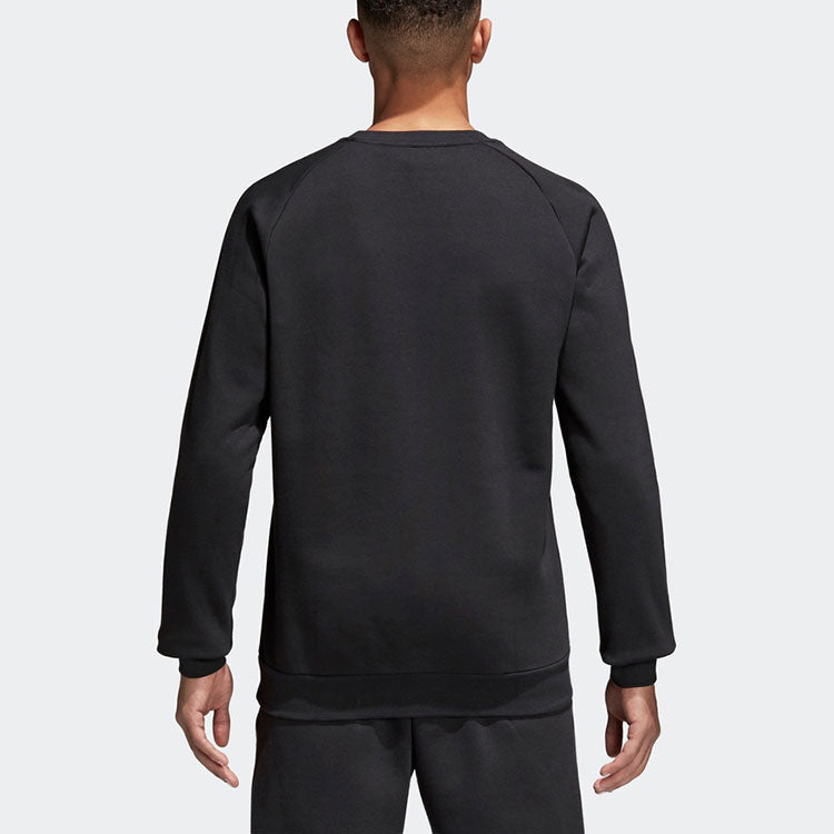 Men's adidas Solid Color Logo Printing Round Neck Pullover Long Sleeves Black CE9064