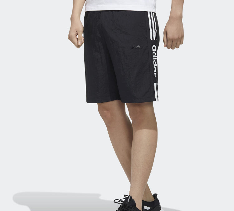 adidas neo Side Stripe Logo Woven Shorts Black FP7482