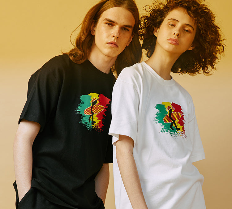 PJs Vigor Reggae Surf Pattern Printing Cotton Short Sleeve Unisex White 20SSTS1029-P