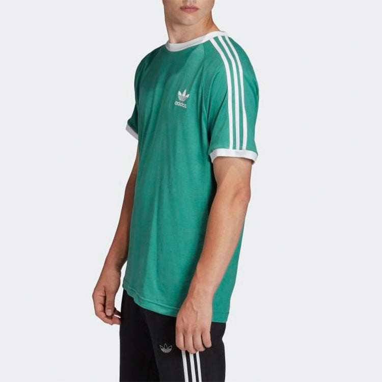 adidas originals 3-Stripes Tee Casual Round Neck Loose Logo Stripe Short Sleeve Green FM3771