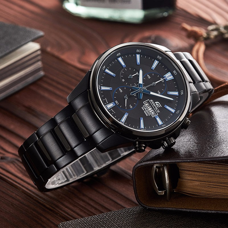 CASIO Waterproof EDIFICE Solar Powered Mens Black Analog EFB-509DC-1A