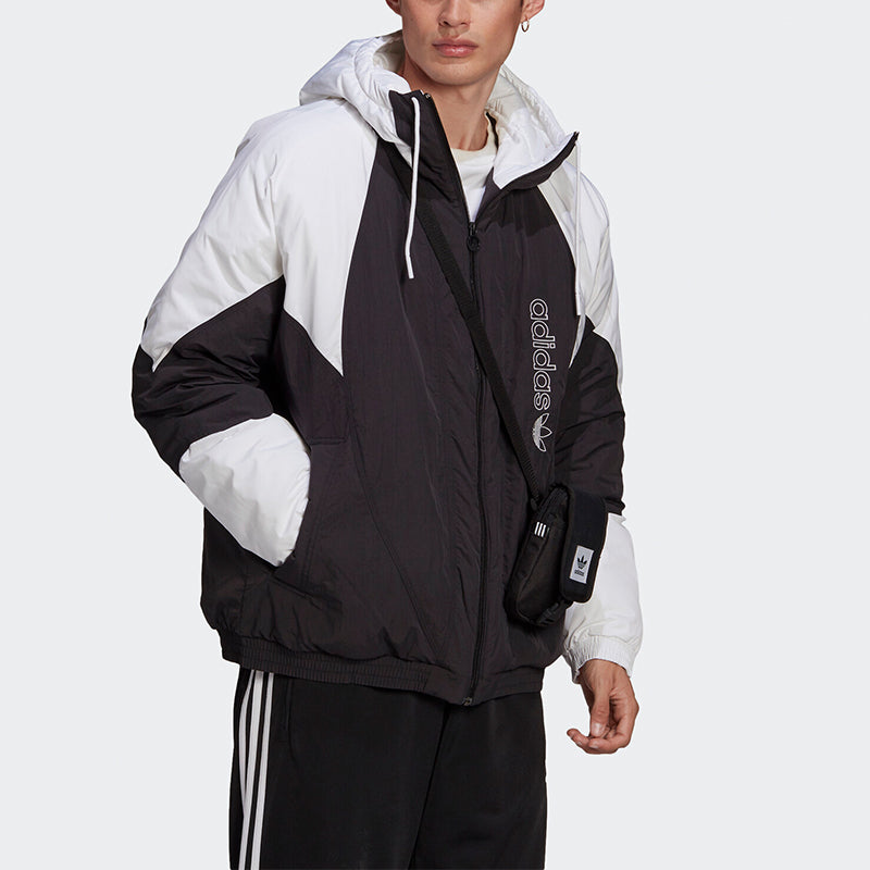 adidas originals Padded Adicolor Stay Warm Colorblock Sports Hooded Padded Jacket Black GE1301