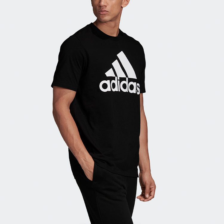 adidas Mh Bos Tee Contrasting Colors Large Logo Sports Round Neck Short Sleeve Black GC7346