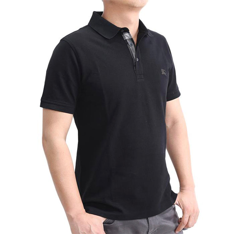 Men's Burberry Logo lapel Short Sleeve Polo Shirt Black 40551241