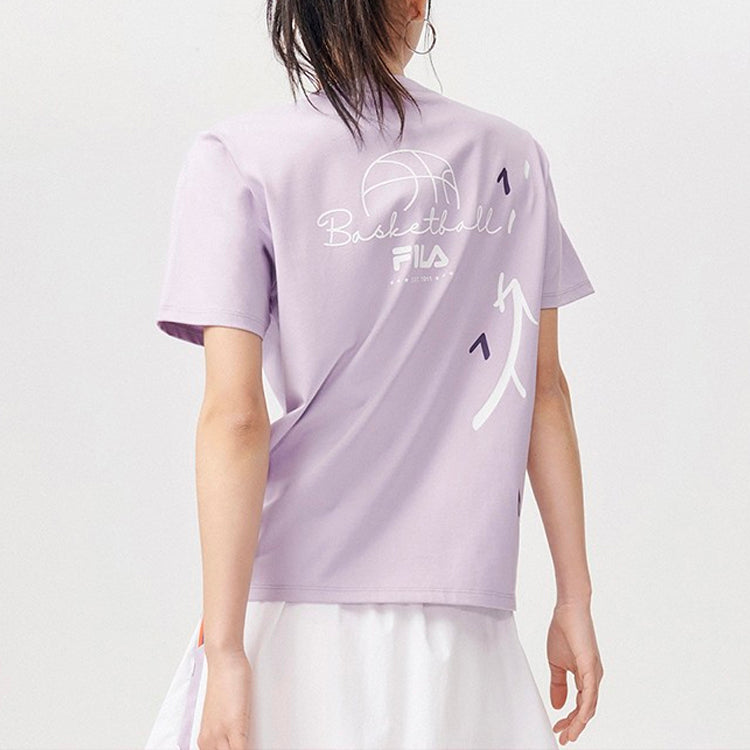 (WMNS) Fila FUSION Casual Sports Loose Knit Short Sleeve Purple T11W128103F-VT