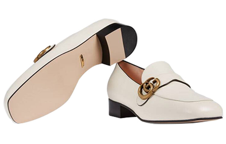 (WMNS) Gucci Double G Leather Loafers 'White' 602496-C9D00-9022