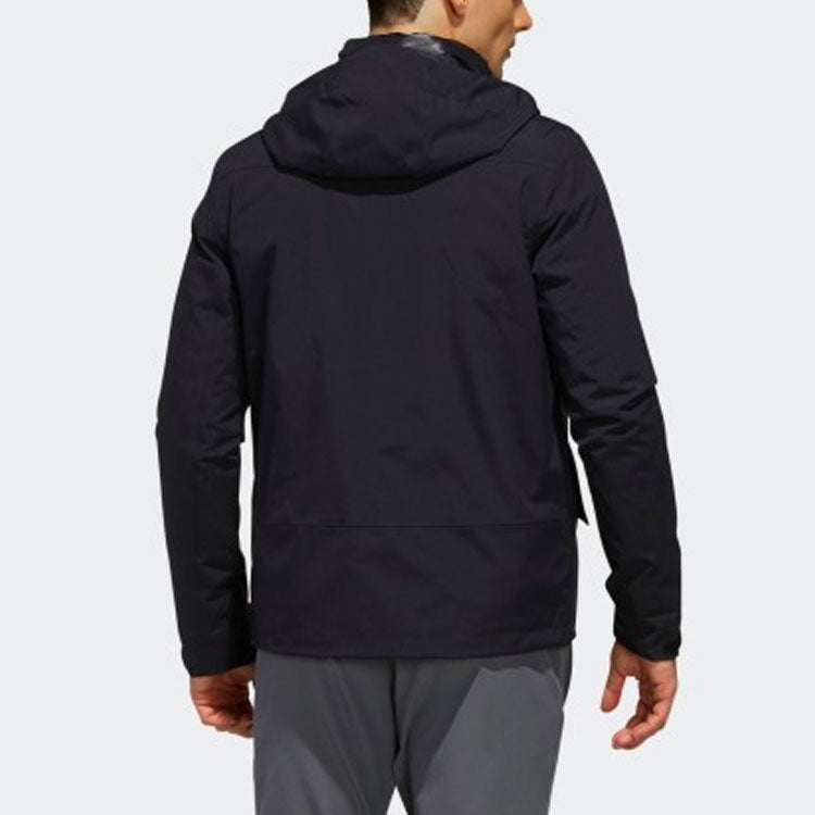 Men's adidas Logo 3 In 1 Hooded Stay Warm With Down Feather Black Jacket DW9250