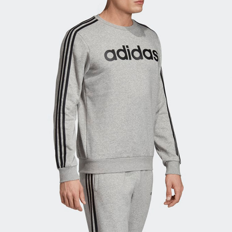 adidas Stripe Casual Sports Round Neck Pullover 'Grey Black' EI4902