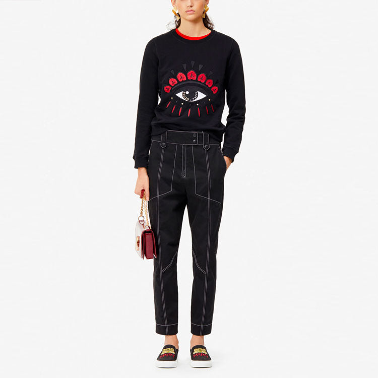 (WMNS) KENZO Eye Pattern Long Sleeves Hoodie Black F952SW7104X7