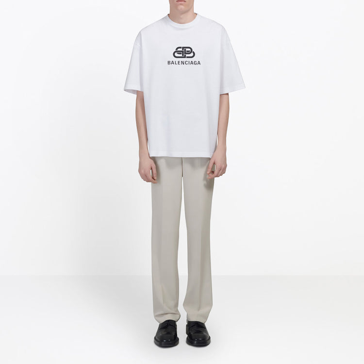 Men's Balenciaga White with BB logo Classic logo Printing Short Sleeve 570803TEV489044